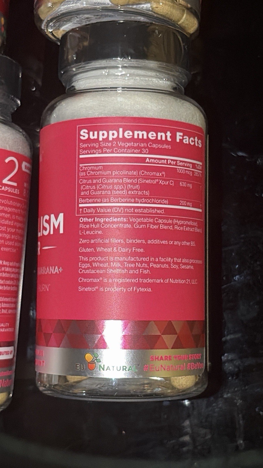 Berberine Chromium Guarana Weight Support Capsules 60ct x4 Bottles