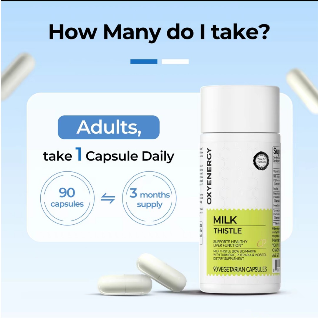 2 BOTTLES—Milk Thistle Liver Detox Supplement – 300mg Silymarin – OXYENERGY