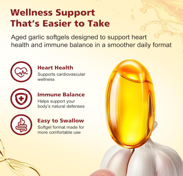 2 Years Aged Garlic Extract Odorless Organic 300 Softgels Heart Immune Support