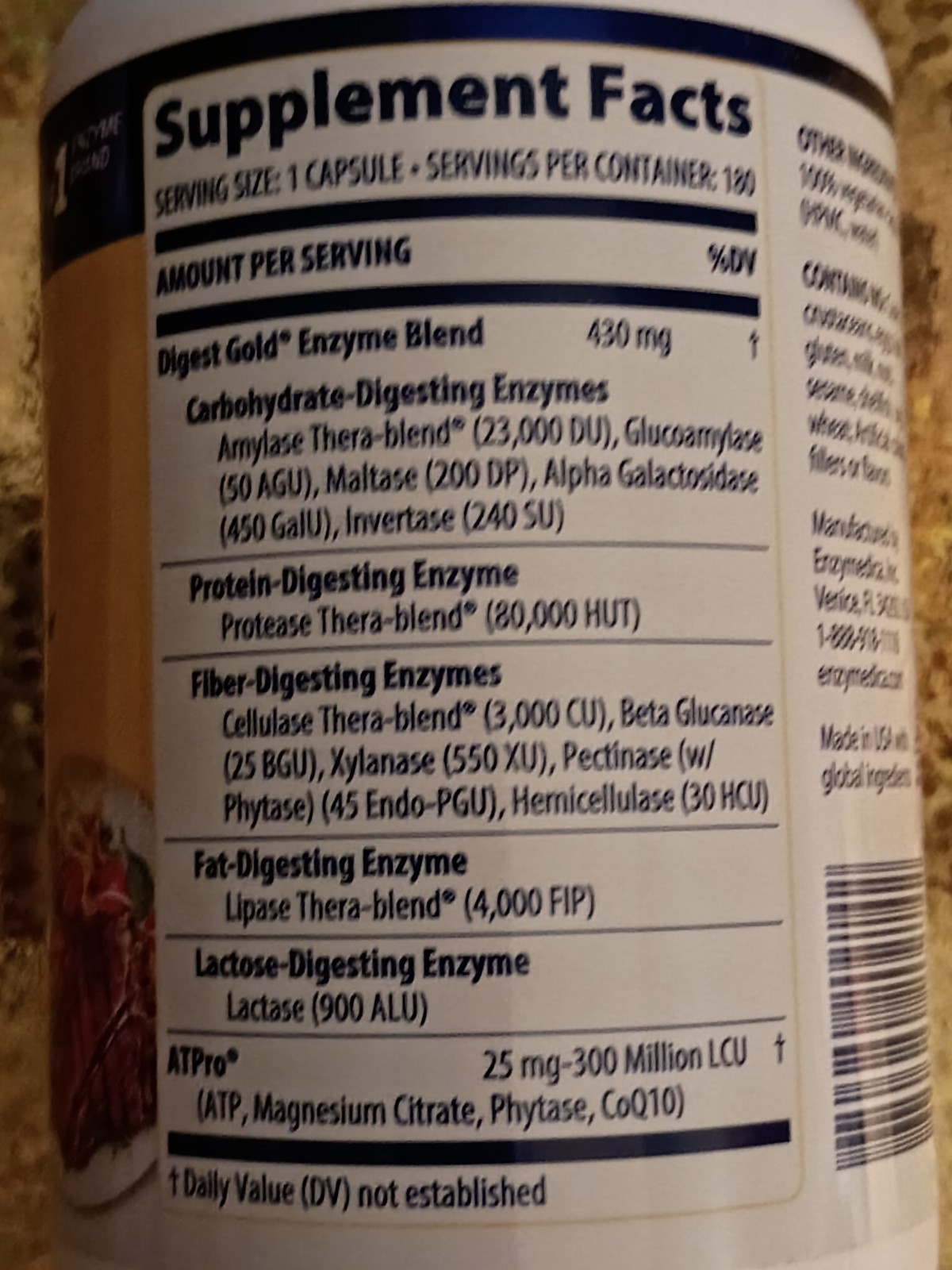 Enzymedica Digest Gold Digestive Support Supplement – 180 Count Exp 11/26 🆕