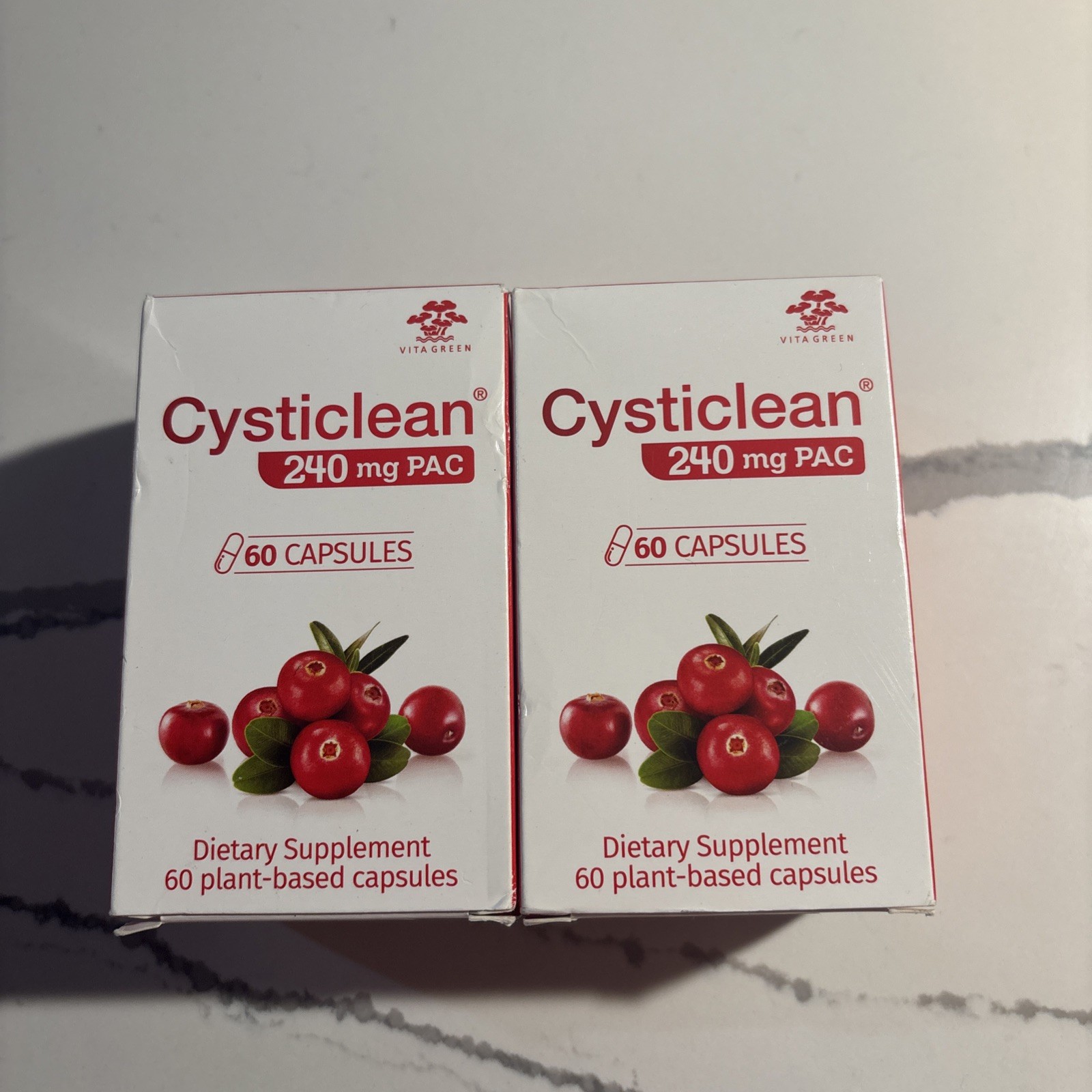 Lot of 2 Cysticlean 60 Capsules 240 Mg PAC Urinary Tract Infections Exp 02/2026