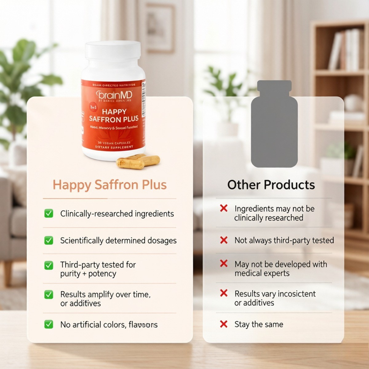 BrainMD Happy Saffron – Saffron & Curcumin for Mood & Memory, 90ct