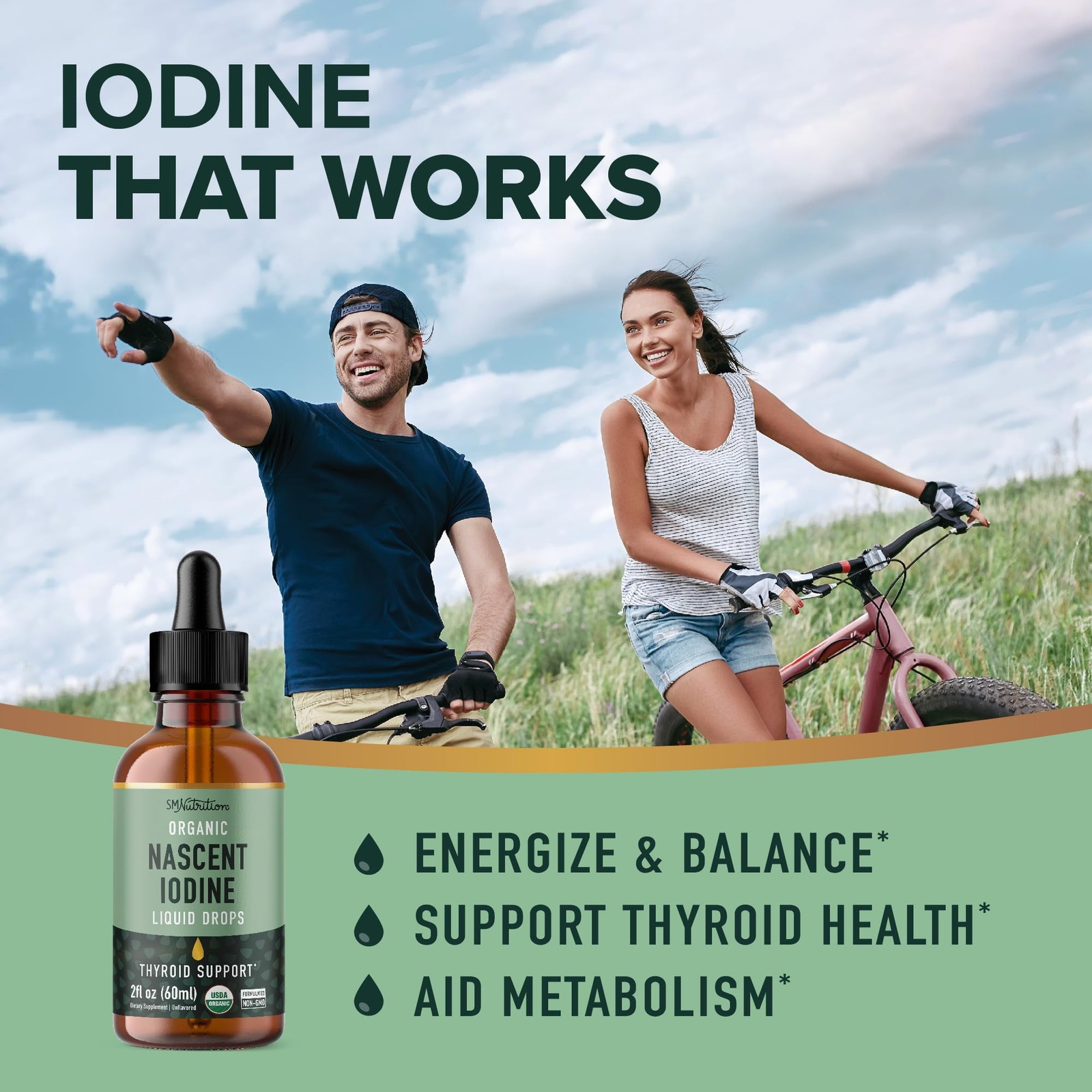 Organic Iodine Liquid for Thyroid Support | Nascent 2 Fl Oz (Pack of 1)