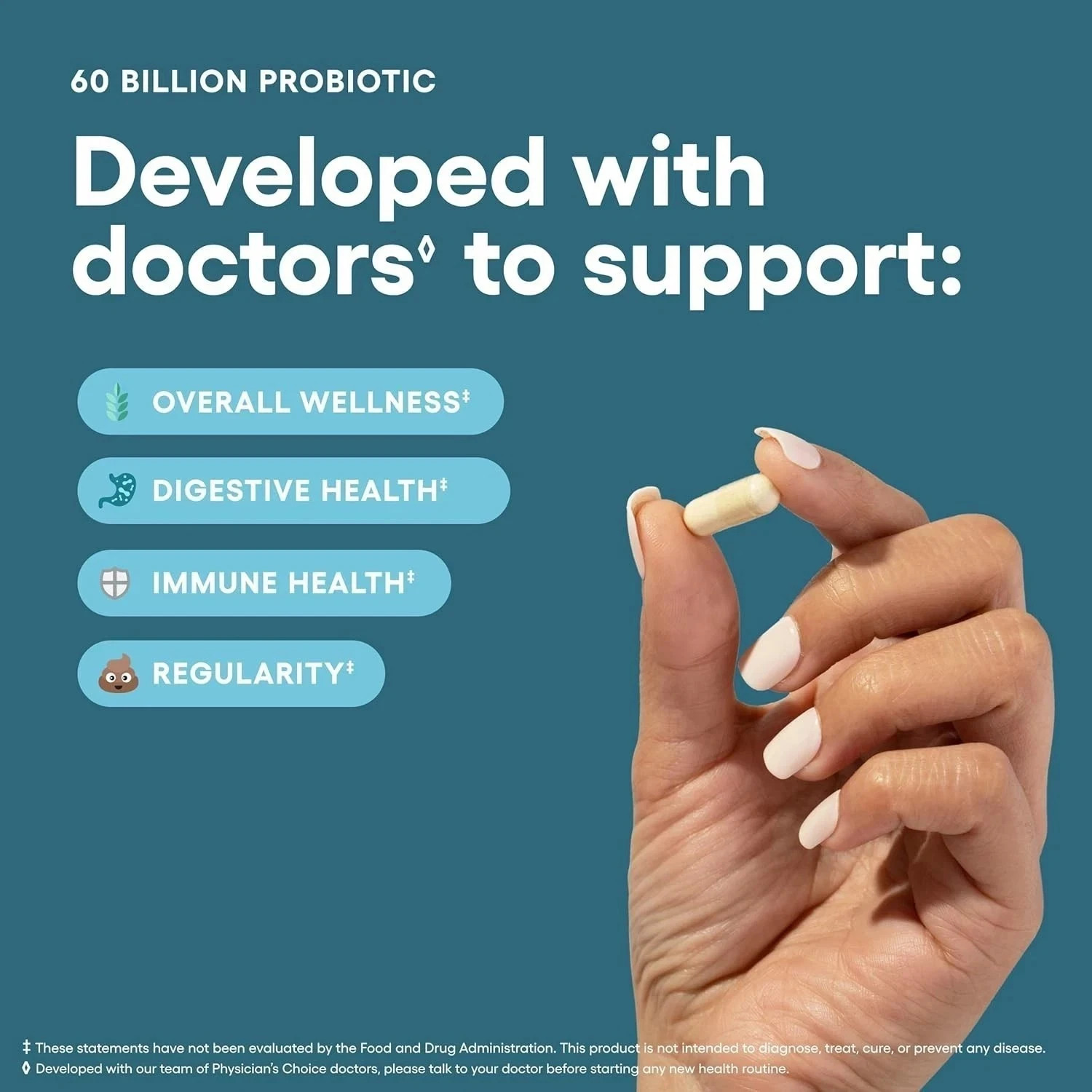 Physician’s Choice Probiotics 60 Billion CFU10 Strains + Organic Prebiotics Fres