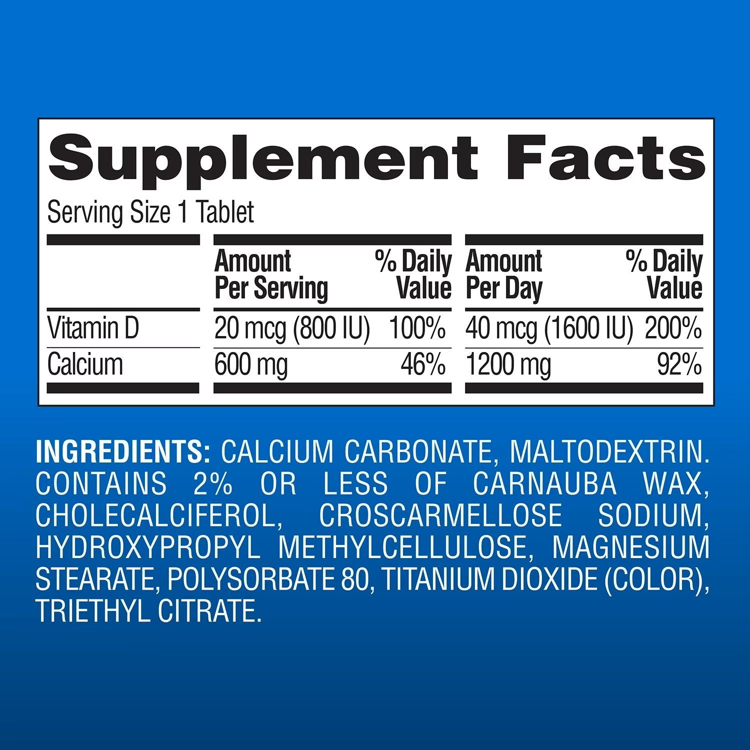 Member’s Mark Calcium 1200mg Vitamin D3 600 Tablets Dietary Supplement