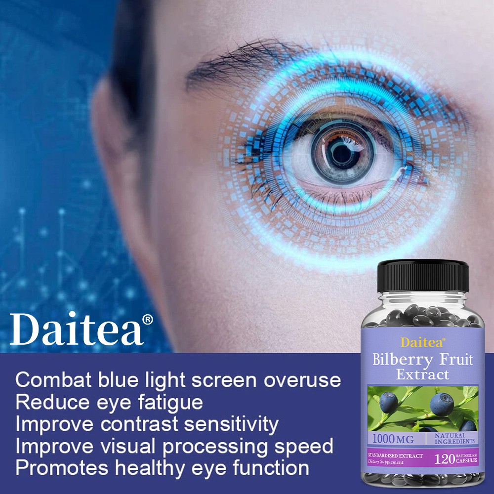 Bilberry Extract Capsules 1000mg | 30/60/120 Count | Supports Eye Health