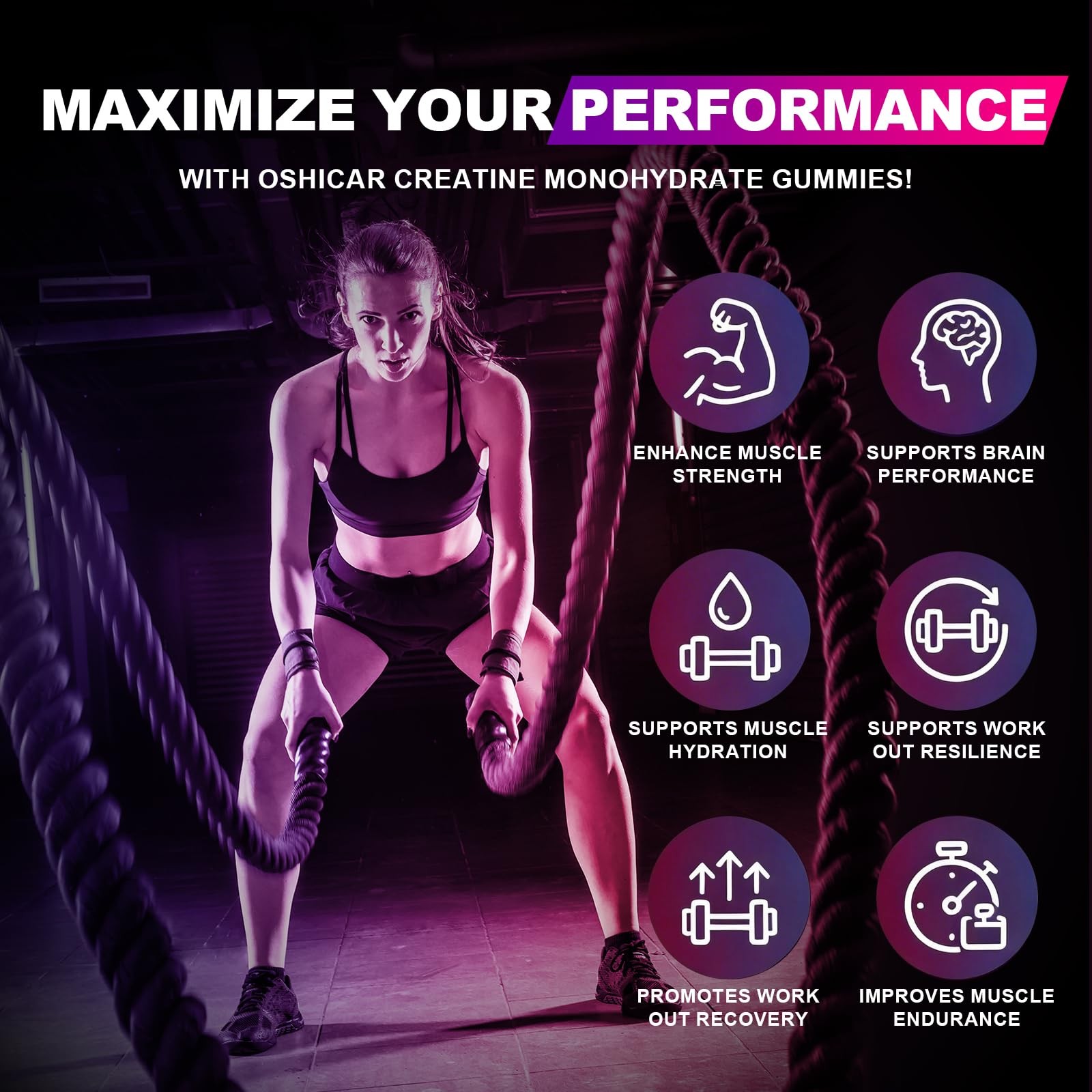Oshicar Creatine Gummies For Women 3 Gummies 5G Creatine Monohydrate
