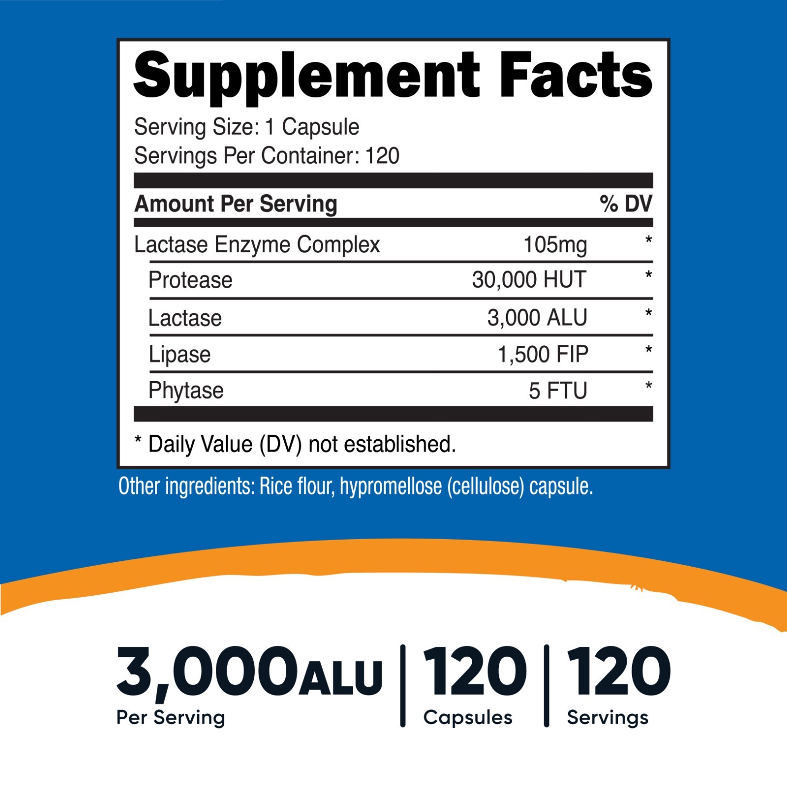 Nutricost Lactase Enzyme Complex 3,000 FCC ALU, 120 Vegetarian Capsules