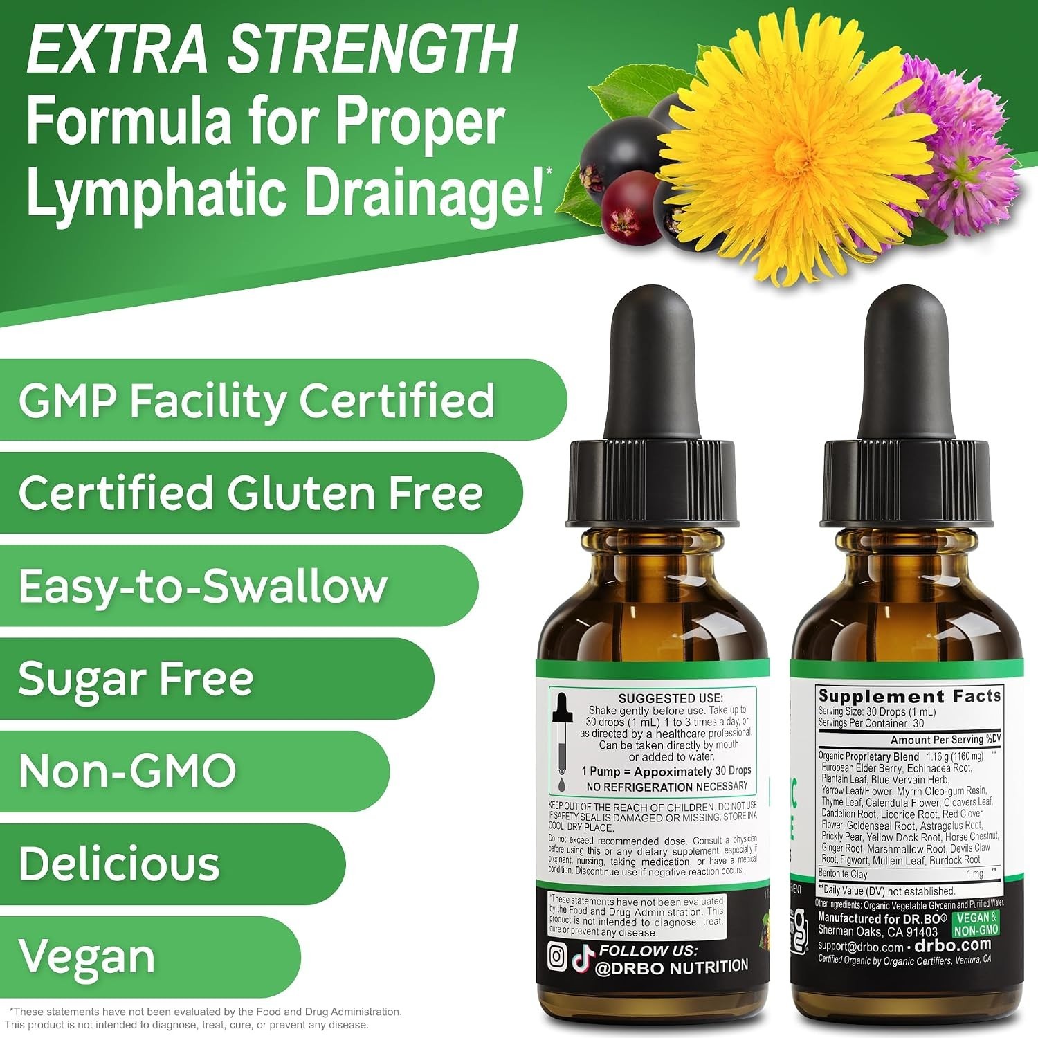 Powerful 26-in-1 Herbal Lymphatic Detox Drops – 1oz Natural Support for Adults
