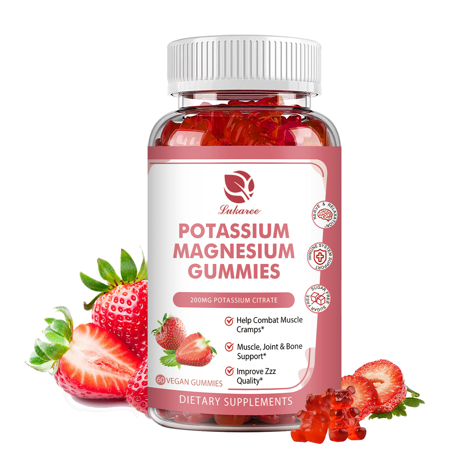 Magnesium Glycinate Gummies 500mg & Vitmin B6, C, D, K2 Improve Sleep 60-300