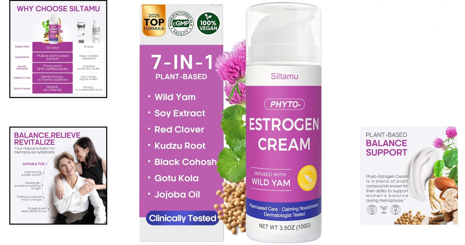 Hydrating Estrogen Cream for Women – Pueraria Mirifica Skin Firming, 3.5 oz
