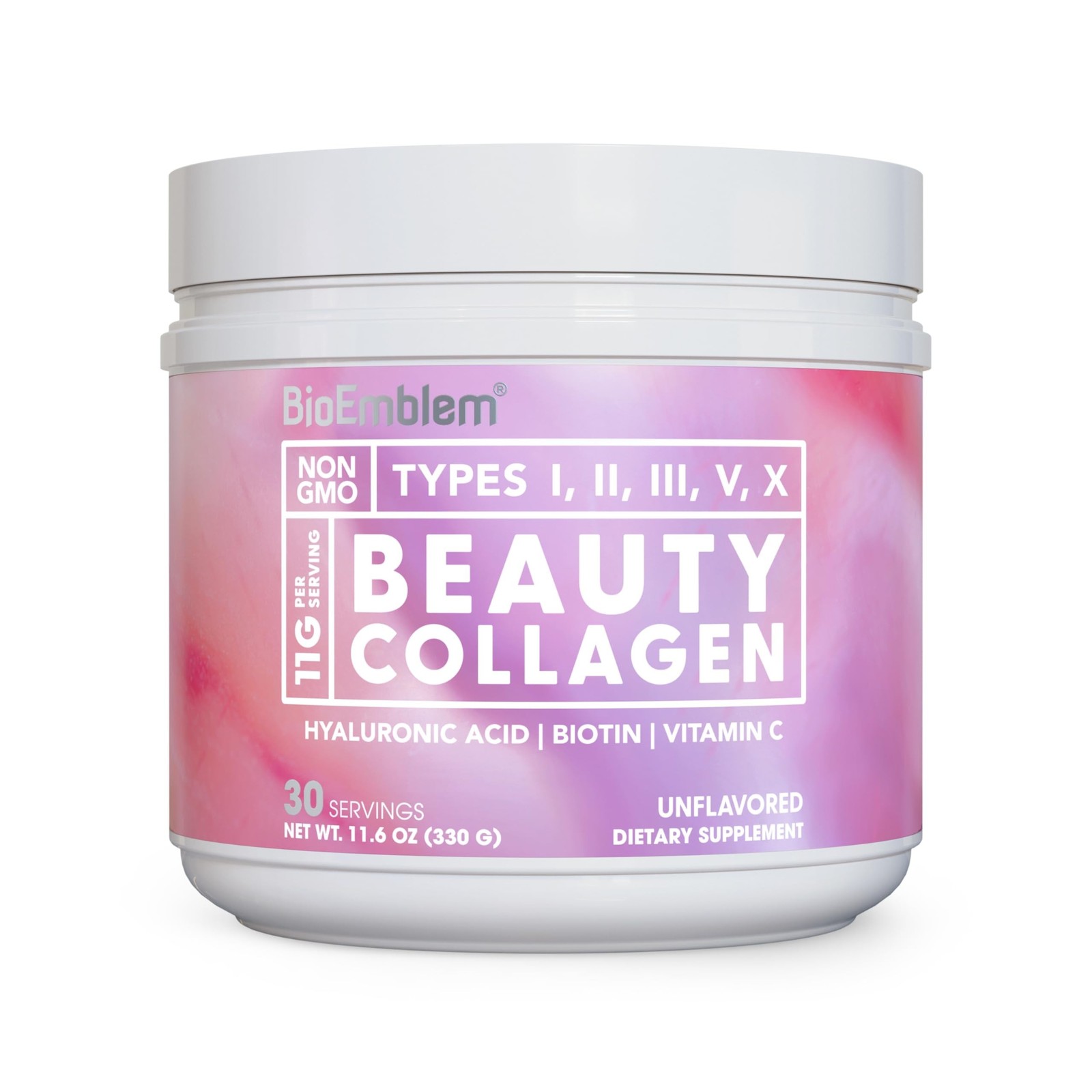 BioEmblem Beauty Collagen Multi Collagen Complex, 30 Servings | With Hyaluron…
