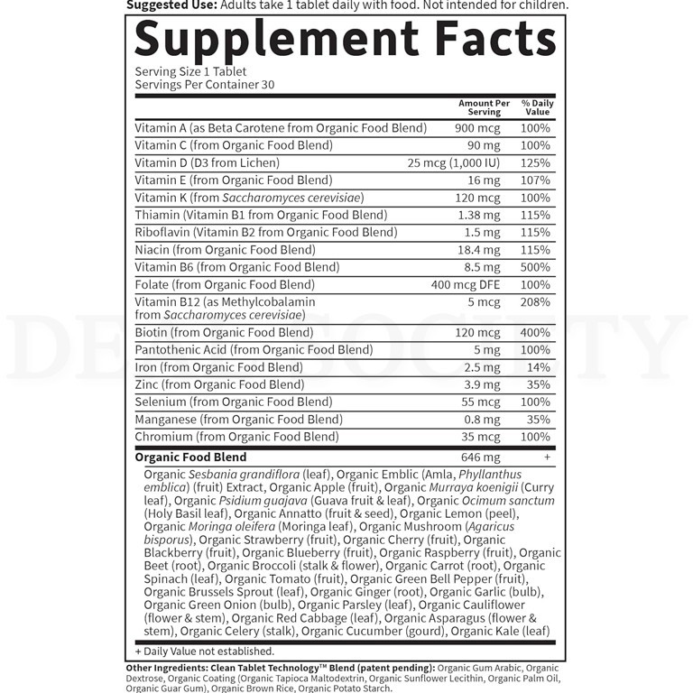 Garden of Life Organics Once Daily Multivitamin for Women 30 Count