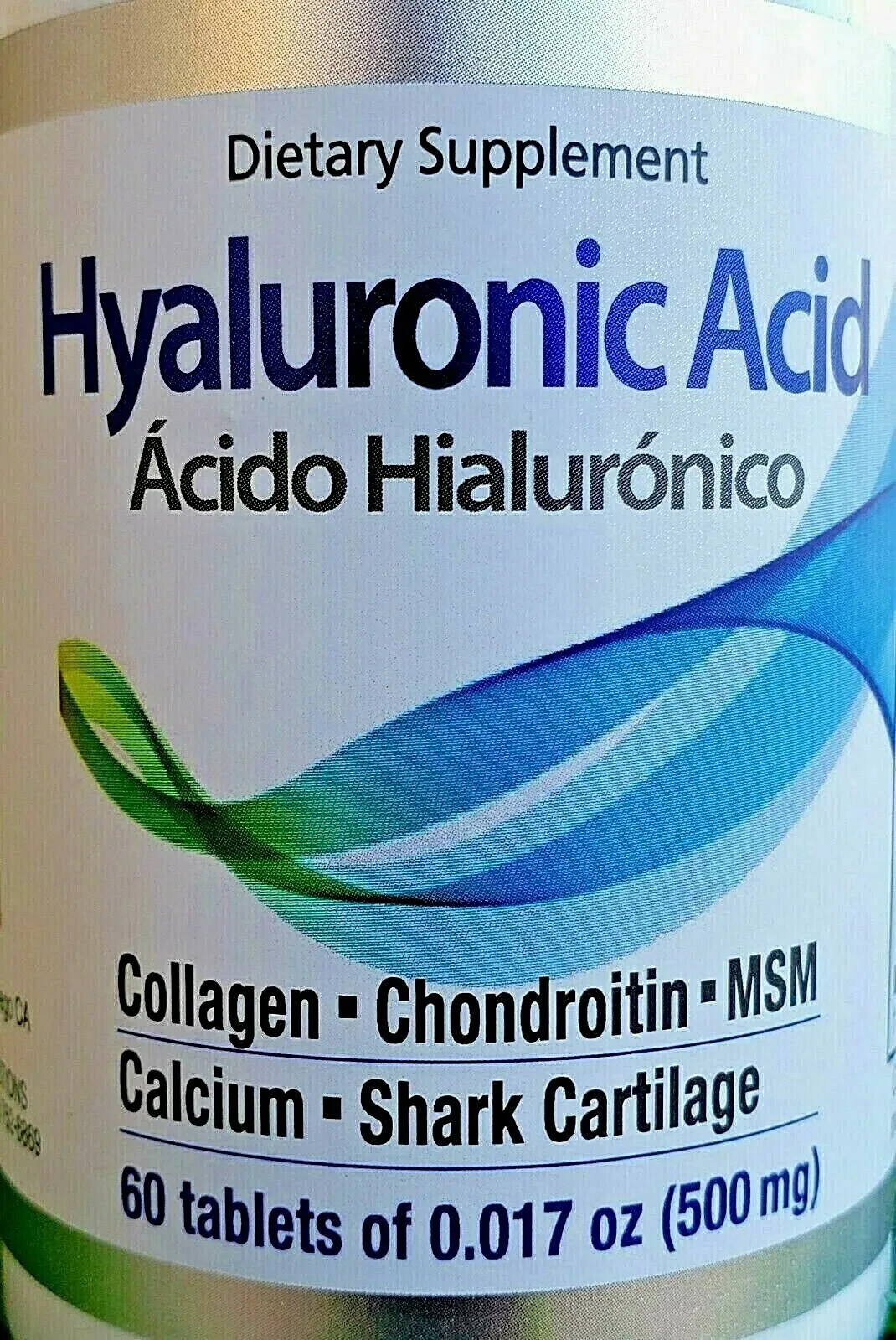 3 Packs ACIDO HIALURONICO 180 Tablets 500 MG. EACH HYALURONIC ACID COLAGENO