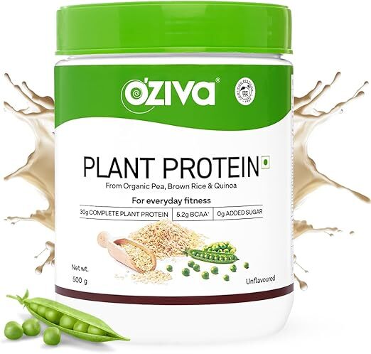 OZiva Organic Plant Protein Powder For Everyday Fitness Men & Women 500gm