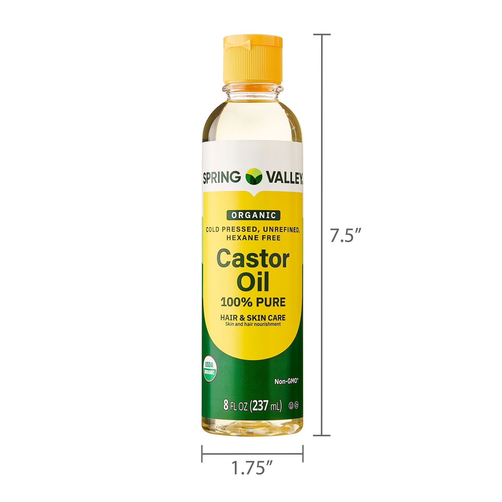 H4U Spring Valley Cold-Pressed Castor Oil Organic for Hair & Skin 8 fl oz