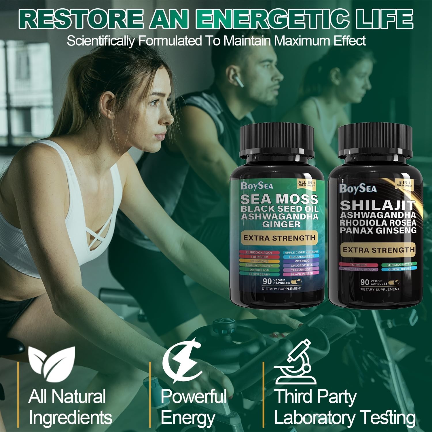 Shilajit & Sea Moss Bundle – 180 Count Supplements with Black Seed Oil, Ashwagan