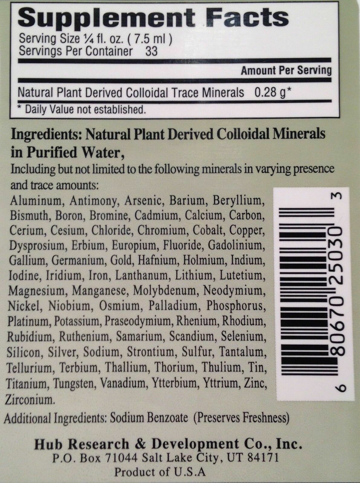 Plant Derived Liquid Colloidal Minerals Thomas Jefferson Clark “Original”