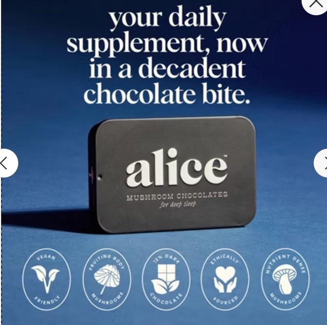 4 PACK Alice Mushroom Chocolates *Nightcap* For Deep Sleep 2.8 Oz Each Pack