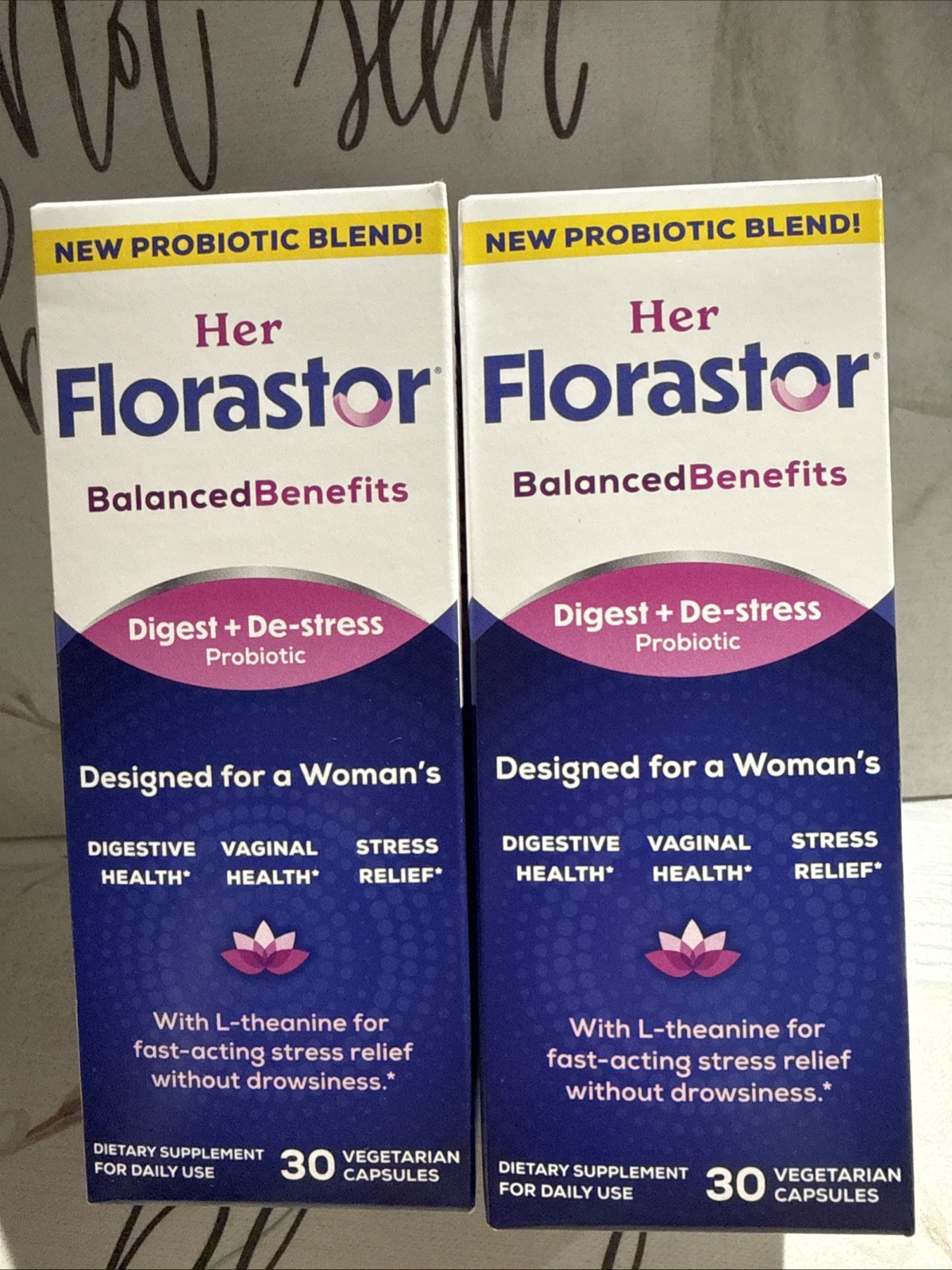 Her Florastor Digest + De-Stress Probiotic – 30 Capsules (2 Pack) Exp. 12/26
