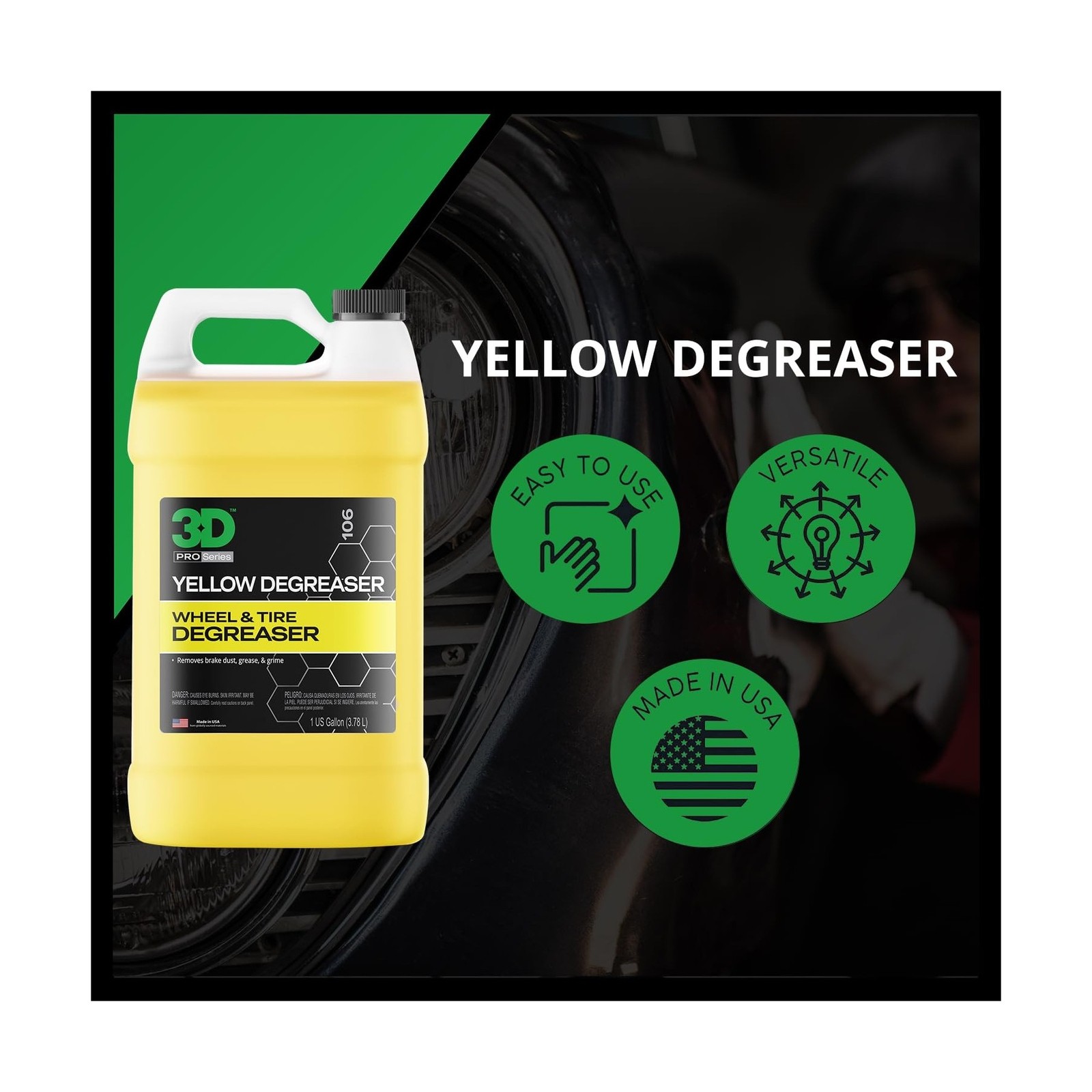 3D Yellow Degreaser – Non-Acid Wheel & Tire Cleaner Spray for B… FAST US