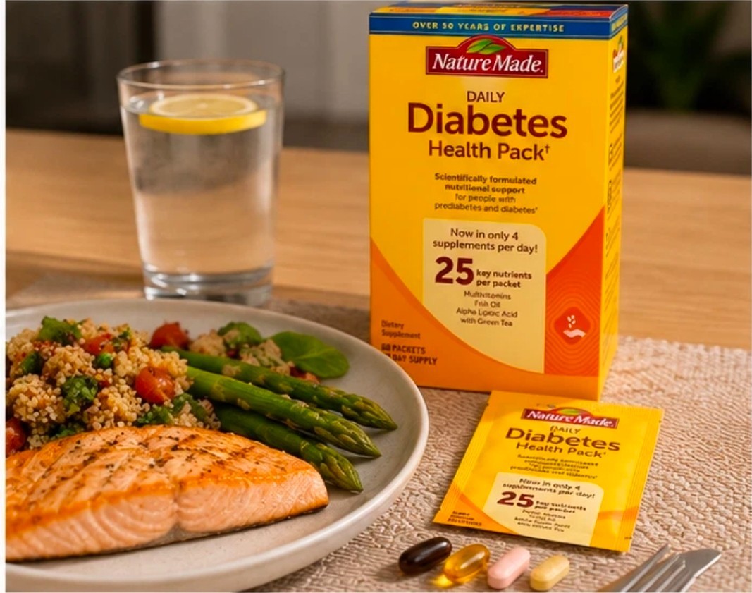 New Sealed Nature Made Daily DIABETIC Health Pack 60 Packets 60 Day Supply