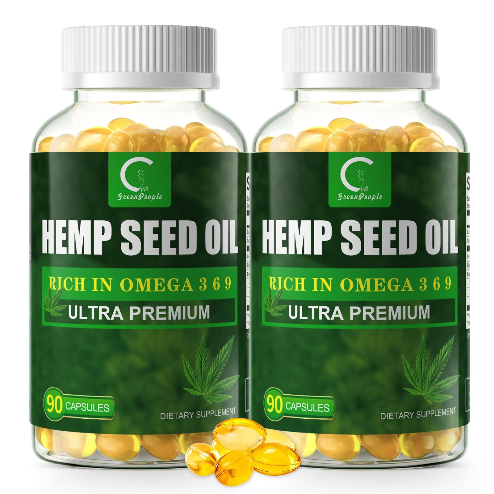 Gpgp Greenpeople 2 Packs Hemp Seed Oil Capsules Flaxseed Oil – Rich In Omega 3