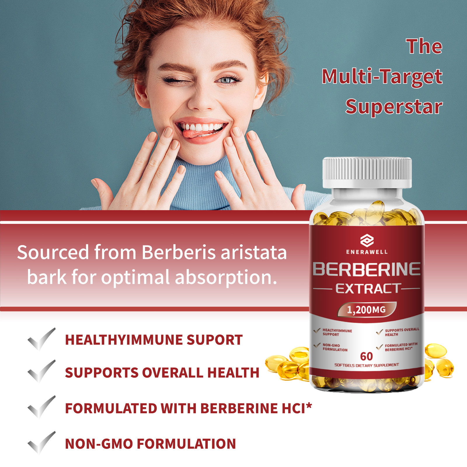 1/2/3 Packs Berberine 1200mg High Absorption For Blood Sugar Immune 02/07/2027