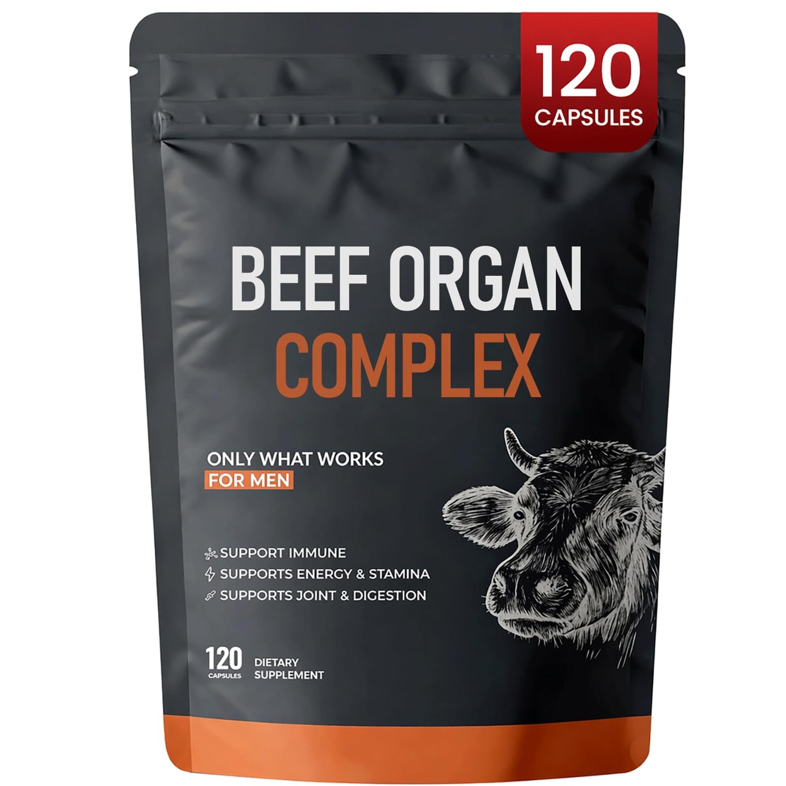 Forgebody Beef Organ Complex Supplement, 120 Capsules Grass Fed Beef Liver Ca…