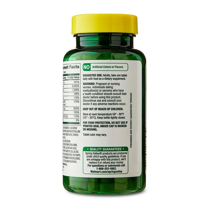 Spring Valley Super Vitamin B-Complex Tablets, Metabolism Support, 100 Count