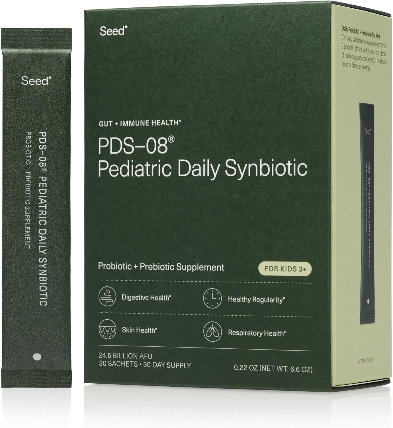 Seed PDS-08 Pediatric Daily Synbiotic – Fiber-Based Prebiotic & Probiotic for Ki
