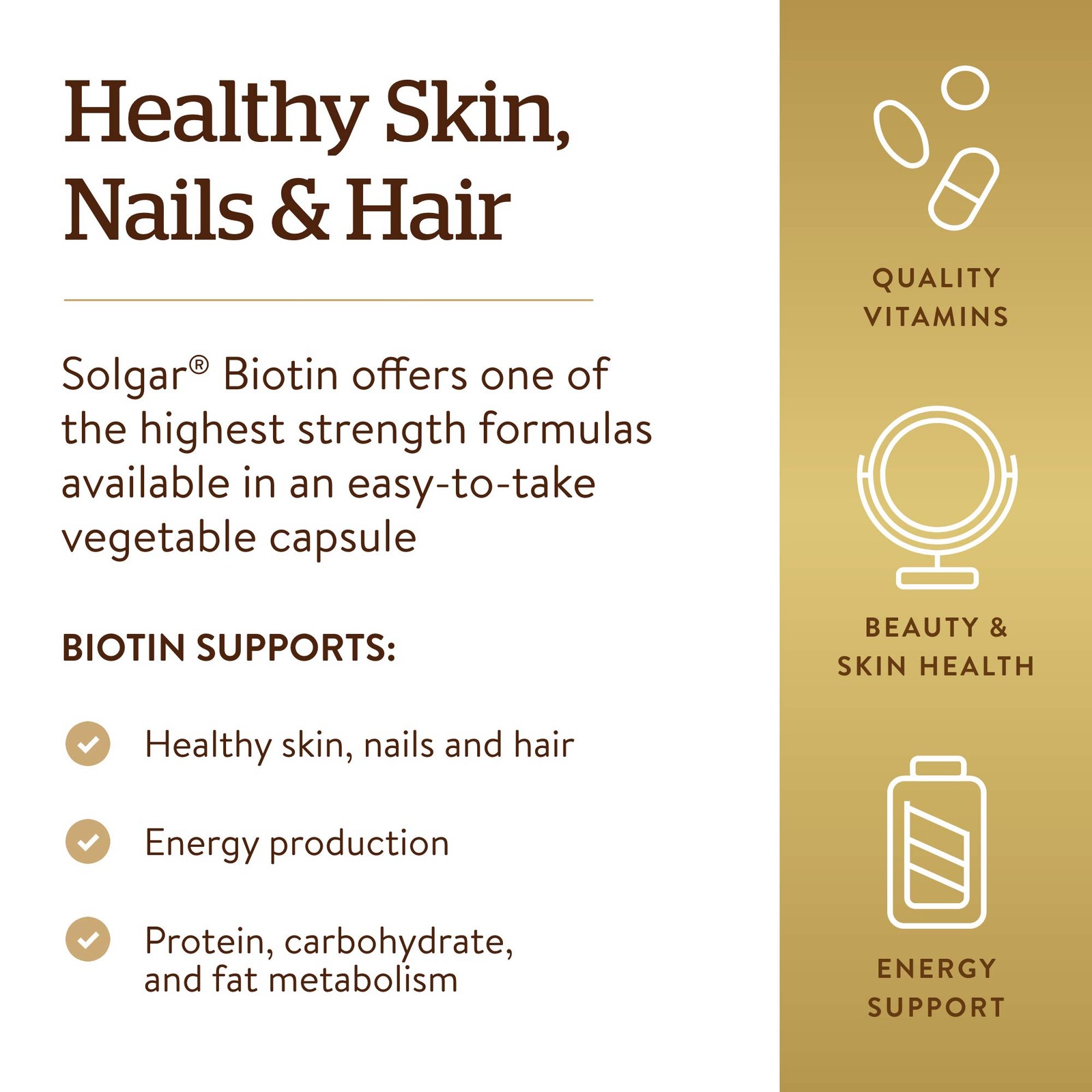 Solgar Biotin 10000 mcg Vegetable 120 Count (Pack of 1), Standard Packaging