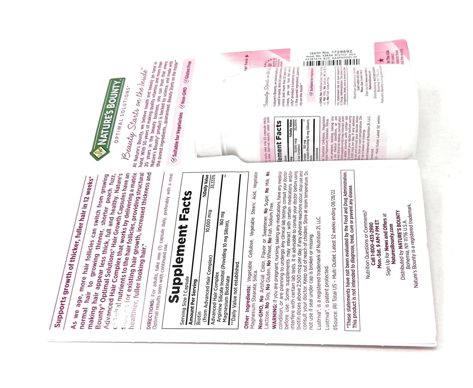 Nature’s Bounty Hair Growth Supplement 3 Pack 90 Capsules 1 Per Day Sealed