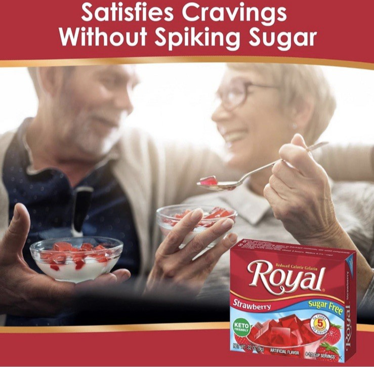 Royal Gelatin Sugar Free ORANGE Flavor Pack of 12 Boxes