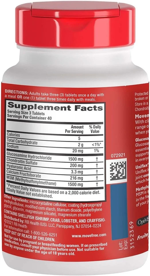 Schiff Move Free Joint Health Advanced MSM With Glucosamine Coated Tablets 120