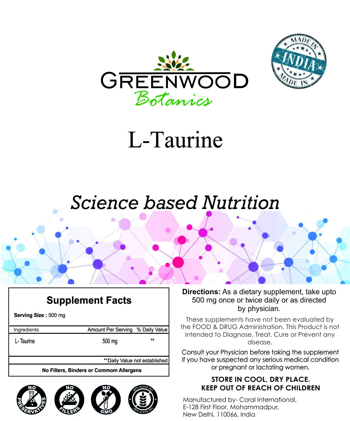 L-Taurine Powder 100% Pure Supplement – Enhances Energy & Physical Performance