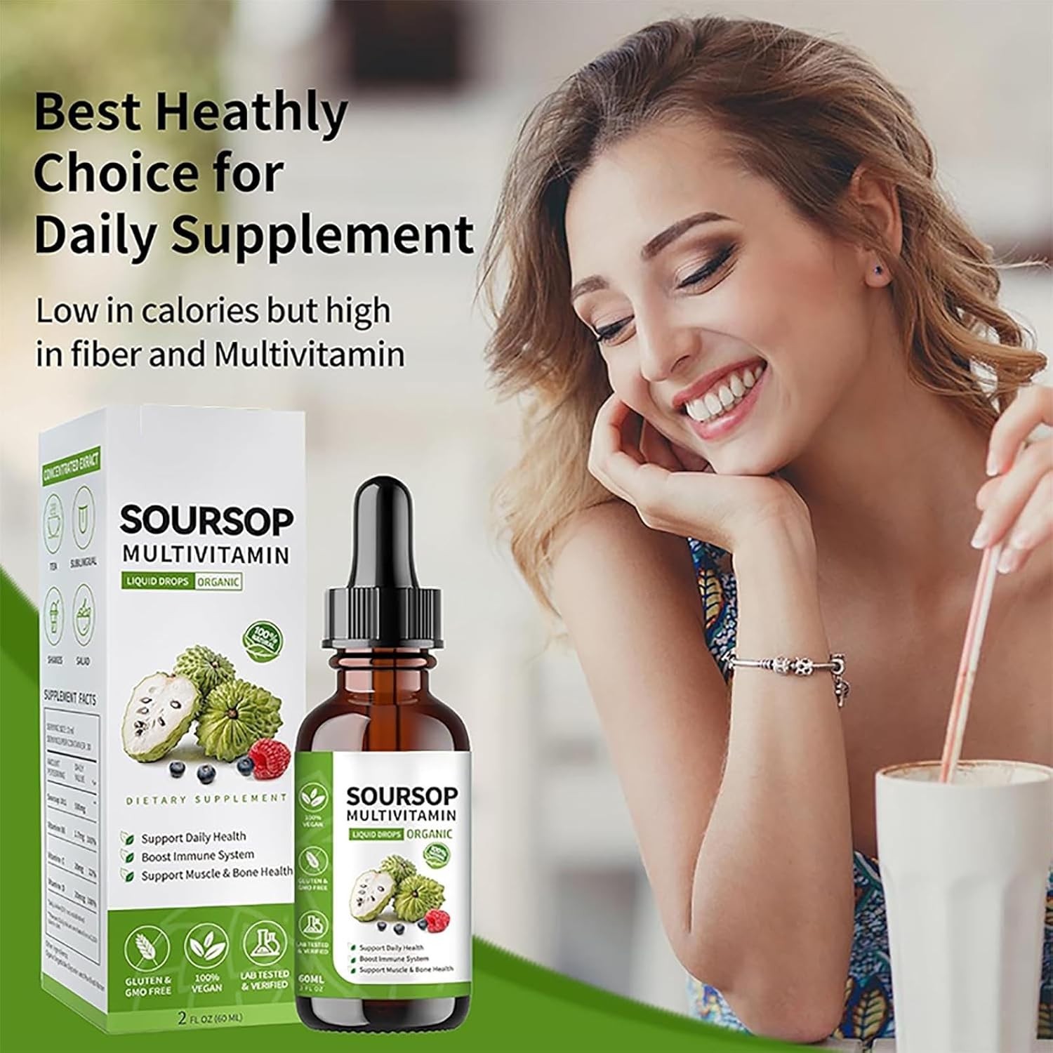 Soursop Multivitamin Liquid Drops, Bitters 2 Fl Oz (Pack of 1)