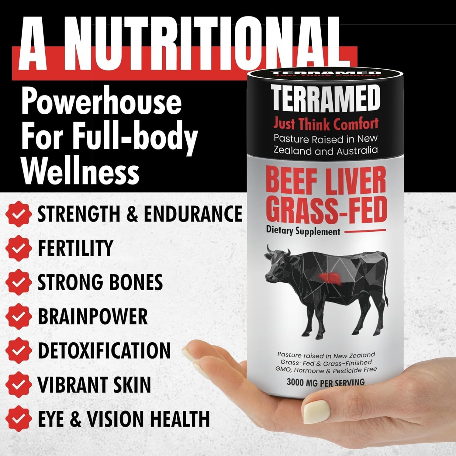 Beef Liver Supplement Grass Fed | Beef Organs Gummies for Women | 60 Gummies
