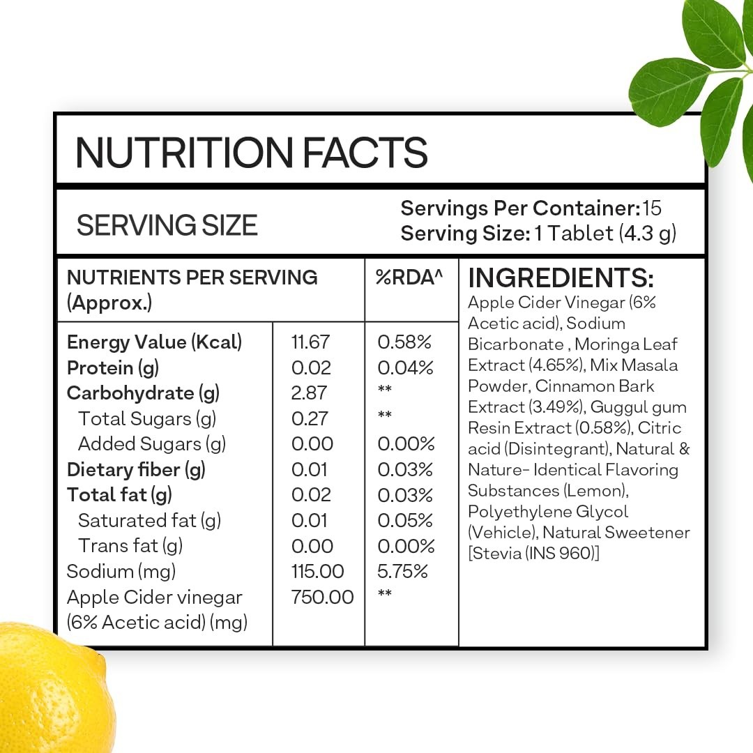OZiva ACV Moringa Tablets Effervescent Lemon Masala 180 Tablets Free shipping