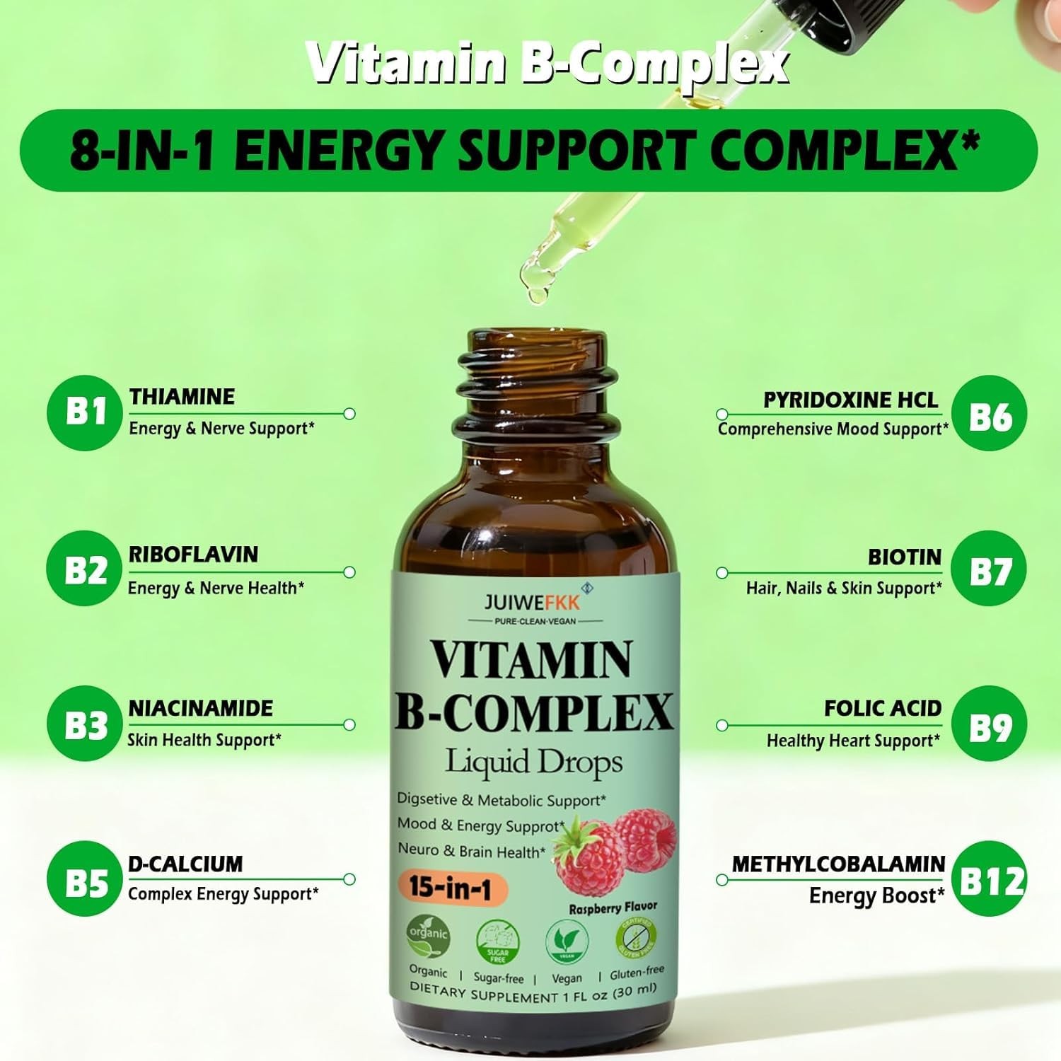 2 Pack Vitamin B Complex Liquid Drops for Women Men & 1 Fl Oz (Pack of 2)