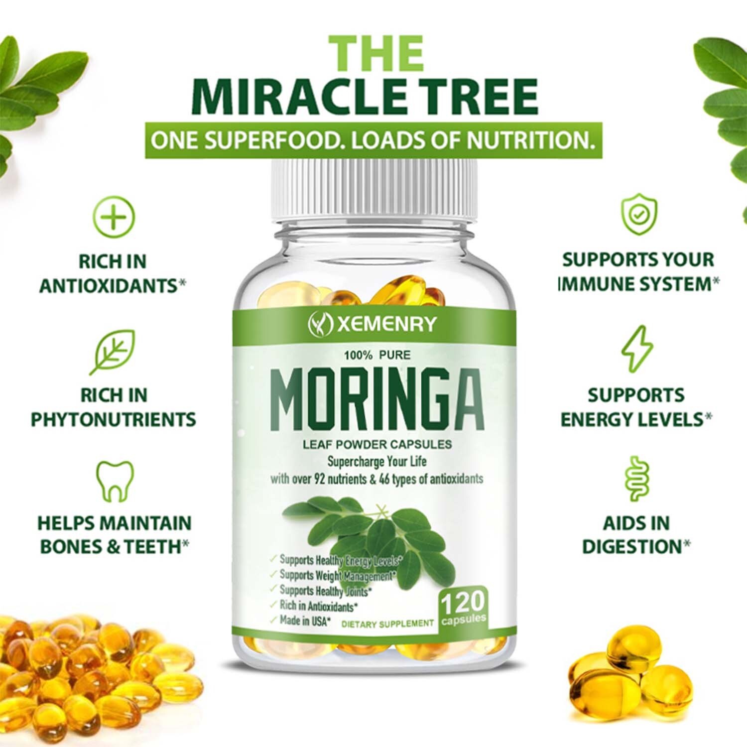 Moringa Capsules- Weight Management, Immune Booster, Energy & Metabolism Support