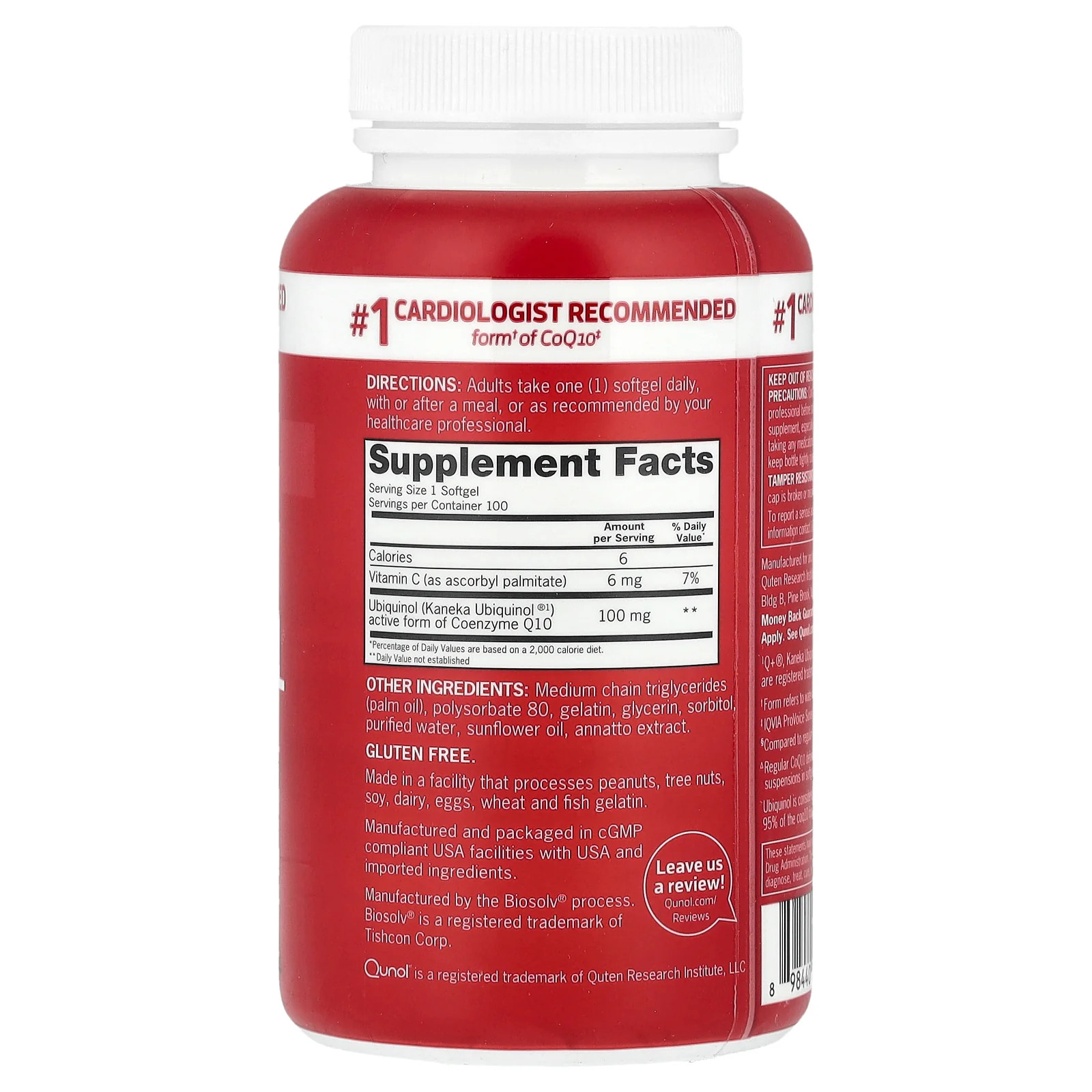 2 X Qunol, Mega CoQ10 Ubiquinol, 100 mg, 100 Softgels