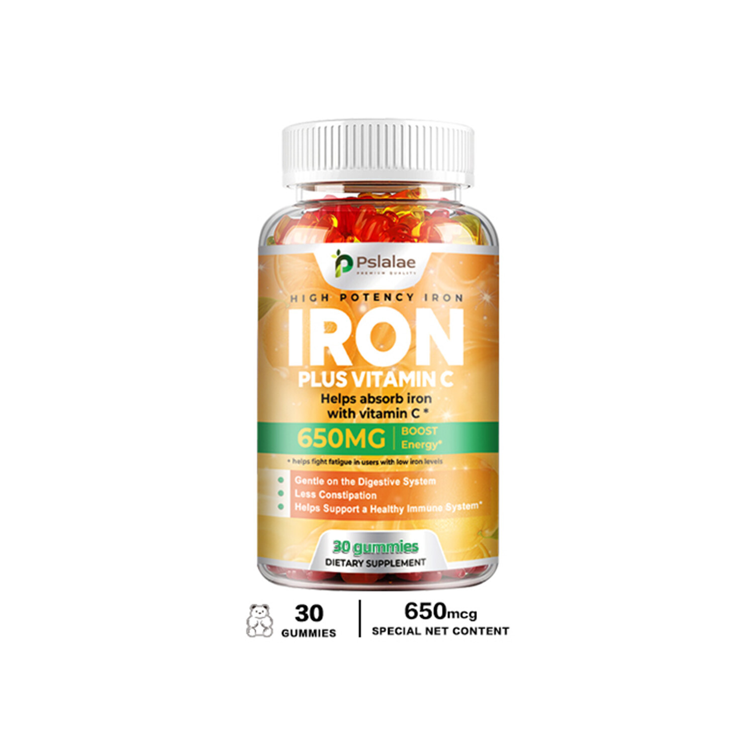Iron 650mg – Vitamin C – Hemoglobin Formation, Relieve Anemia, Anti-fatigue