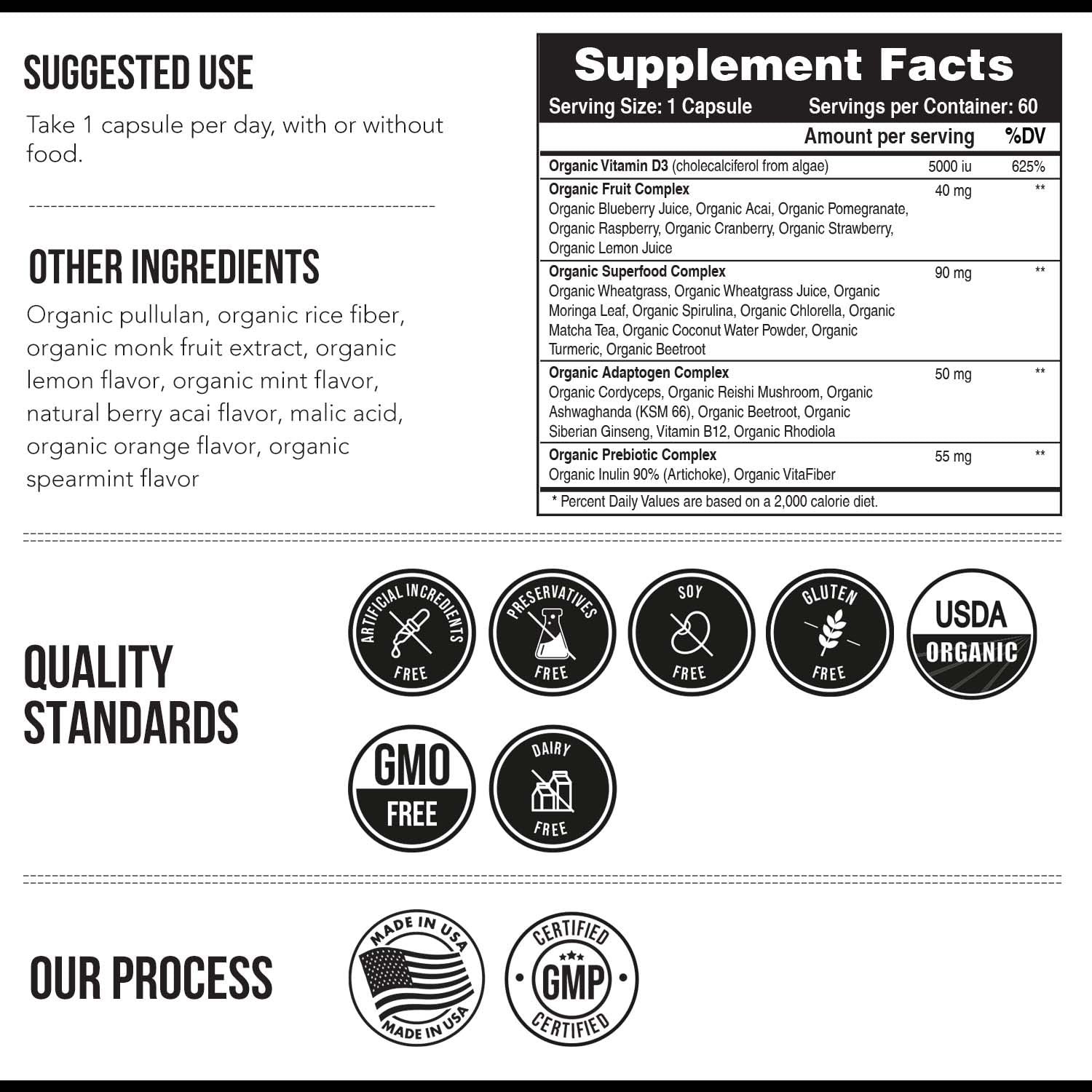 Organic Vitamin D3 5000 IU – Vegan, Whole Food, Prebiotic & Superfood Complex, 6