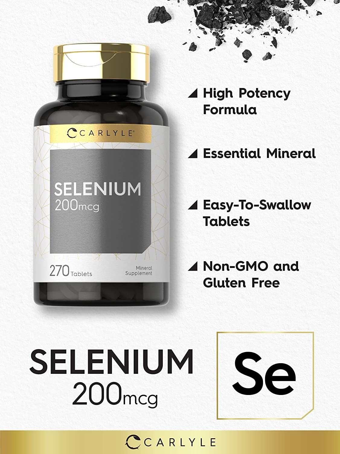 Selenium 200mcg | 270 Tablets | Vegetarian, Non-GMO & Gluten Free | by Carlyle