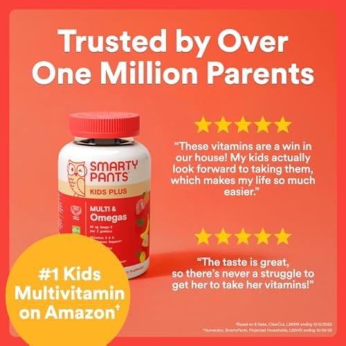 SmartyPants Kids Multivitamin Gummies with Omega 3 DHA/EPA, Vitamins D3, C,