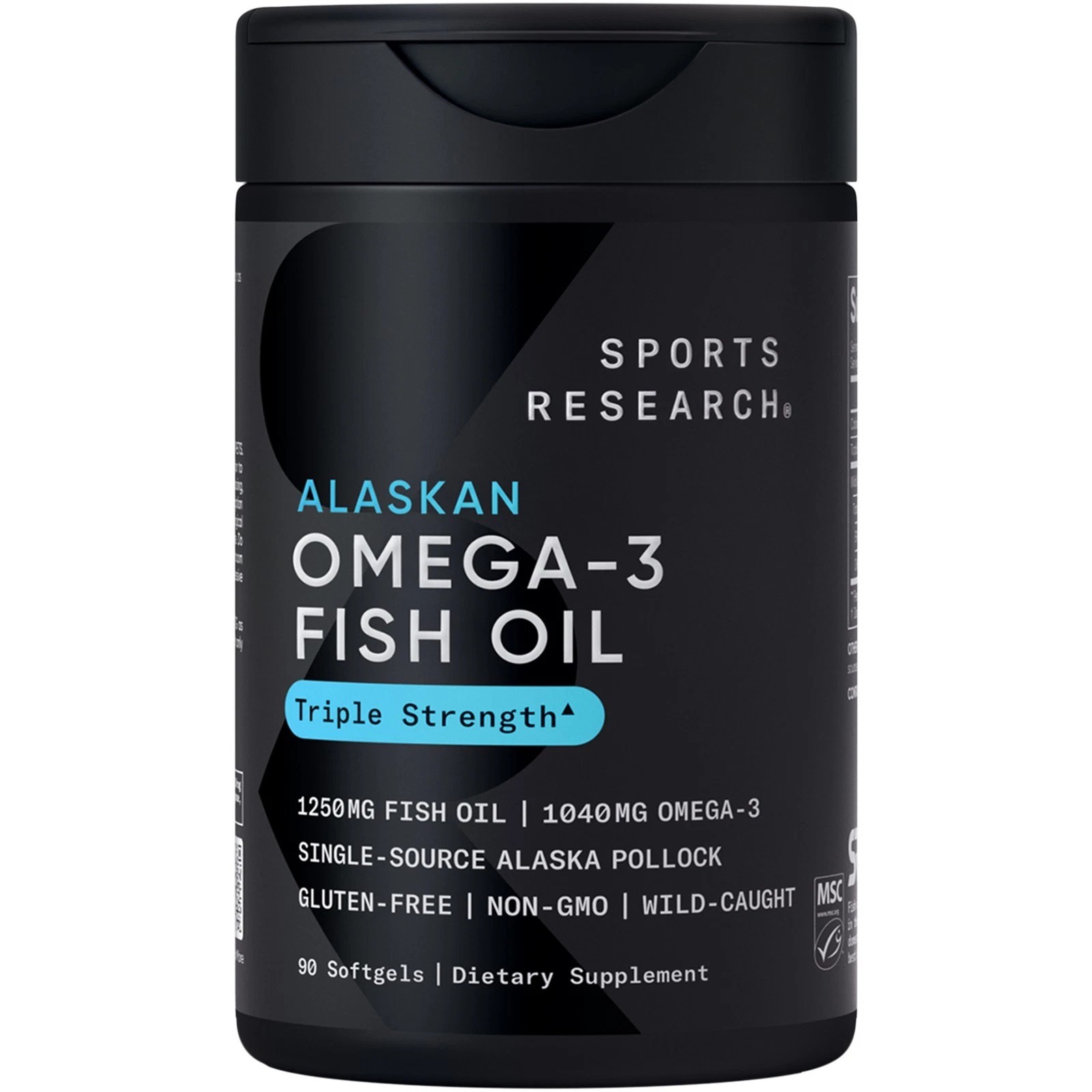 Triple Strength Omega 3 Fish Oil Burpless Supplement EPA DHA Fatty Acids 90 ct