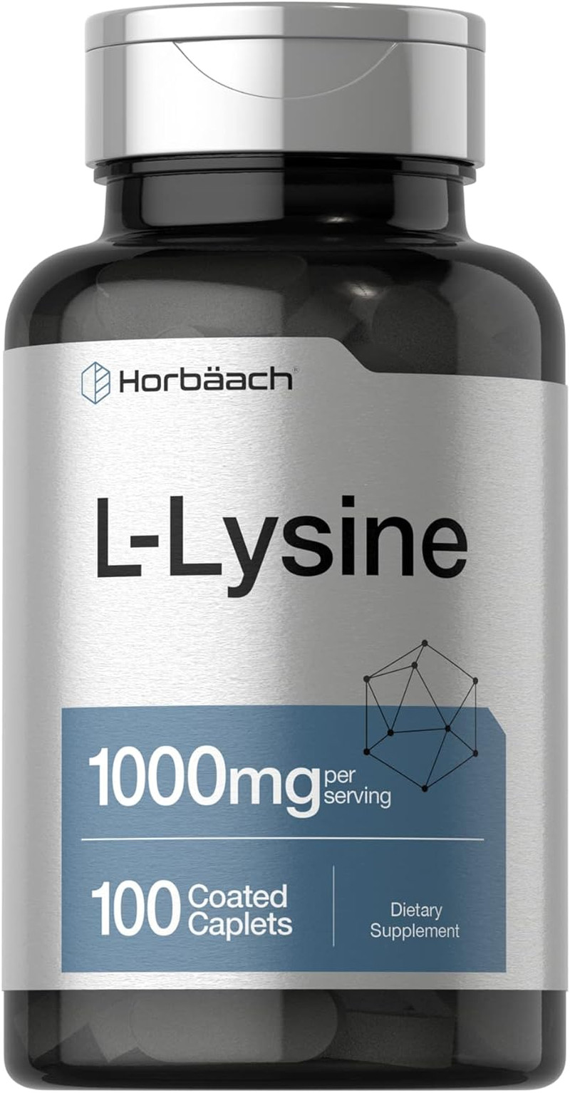 L-Lysine 1000Mg | 100 Coated Caplets | Free Form Dietary Supplement | Essential