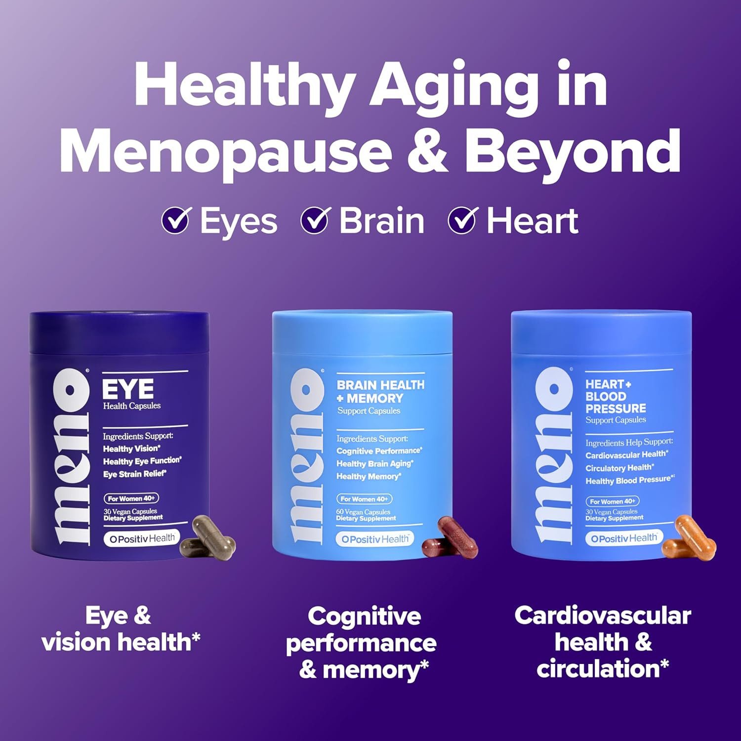 O Positiv MENO Eye Health Capsules Lutein, Zeaxanthin, Bilberry Extract, Vitamin