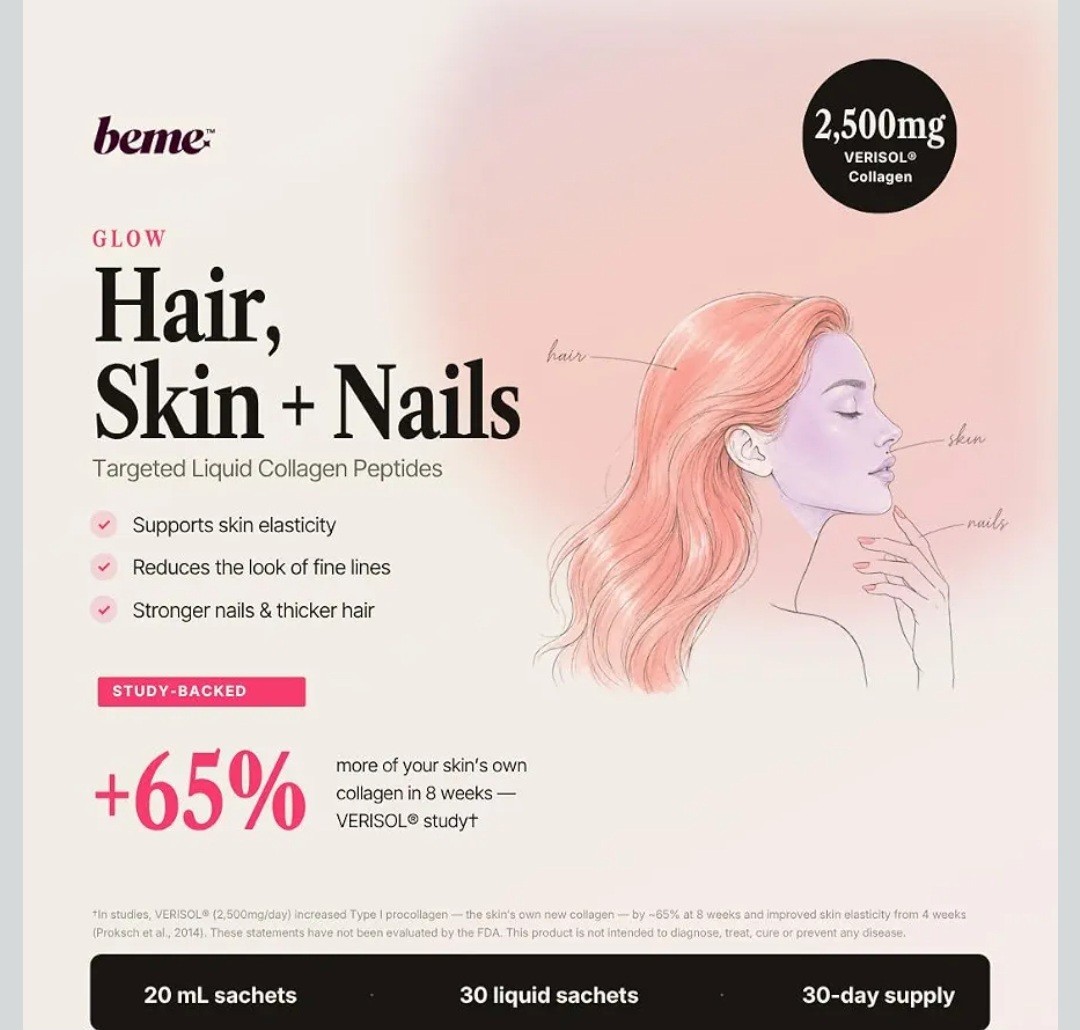 BeMe Liquid Collagen Peptides for Hair Skin & Nails – Clinically Proven Premi…